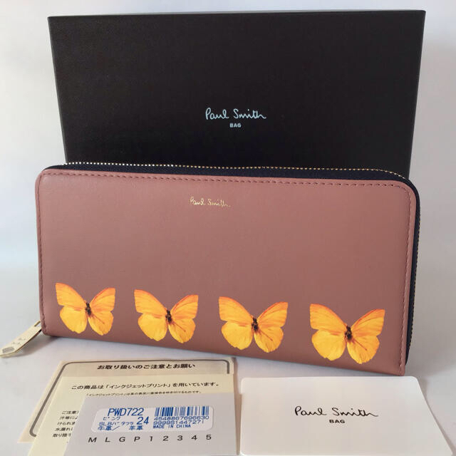 財布 ポールスミス 長財布 スティルライフブルーム バタフライ 新品 ピンク