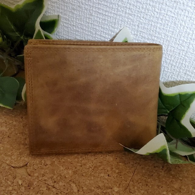 ヌバックレザー 二つ折り財布 イタリアンレザー 本革 牛革 ヴィンテージ メンズのファッション小物(折り財布)の商品写真