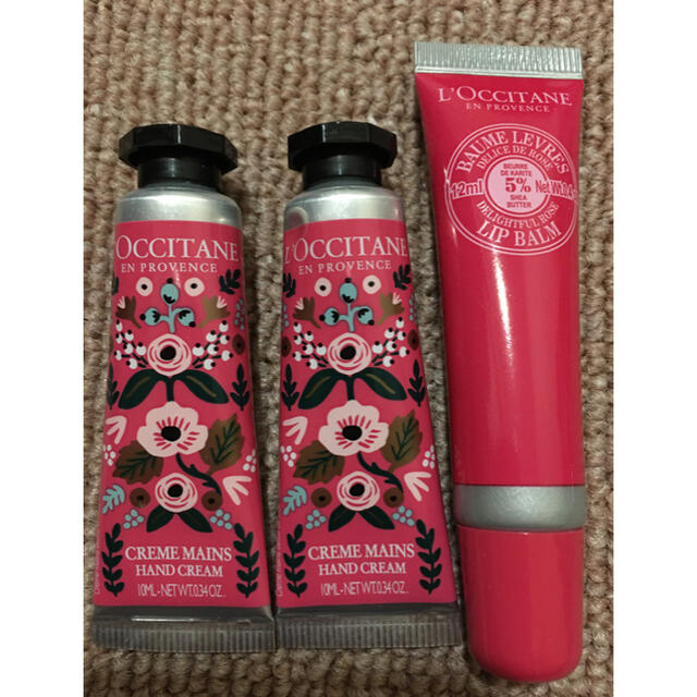 L'OCCITANE(ロクシタン)の新品 ロクシタン シア ハンドクリーム(ローズ)x2 &リップバーム 12ml コスメ/美容のボディケア(ハンドクリーム)の商品写真