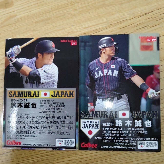 プロ野球チップス侍ジャパンカード 鈴木 誠也選手の通販 by タイガース