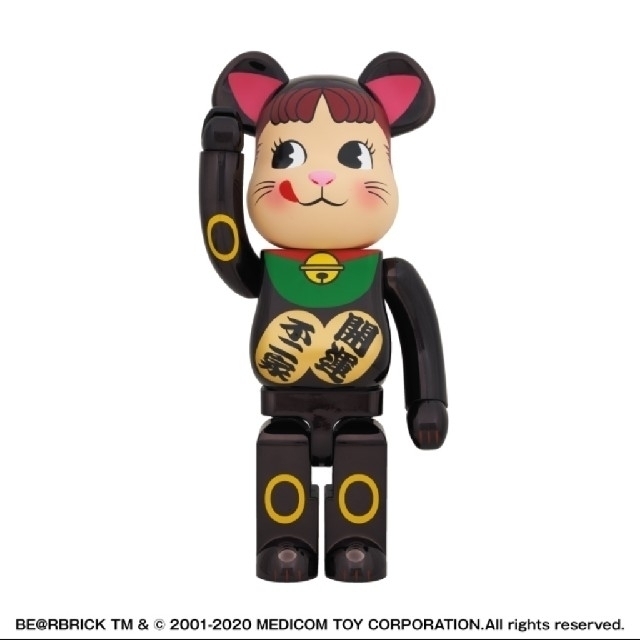 BE@RBRICK 招き猫 ペコちゃん黒メッキ 1000％