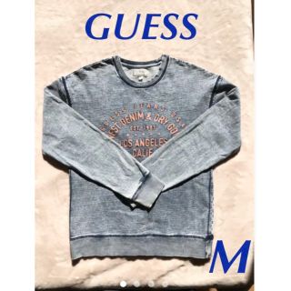 ゲス(GUESS)の【美品】 GUESS・ゲス カットデニム ケミカルウォッシュ トレーナー（M）(スウェット)