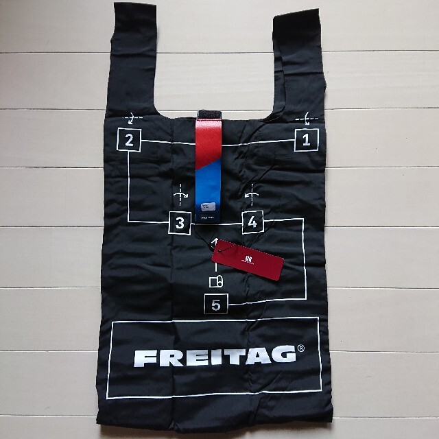 FREITAG フライターグ◆エコバッグ 黒 留め革 青×赤◆新品