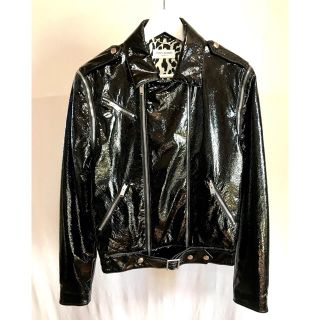 サンローラン(Saint Laurent)のSAINT LAURENT PARIS エナメルライダースジャケット(ライダースジャケット)