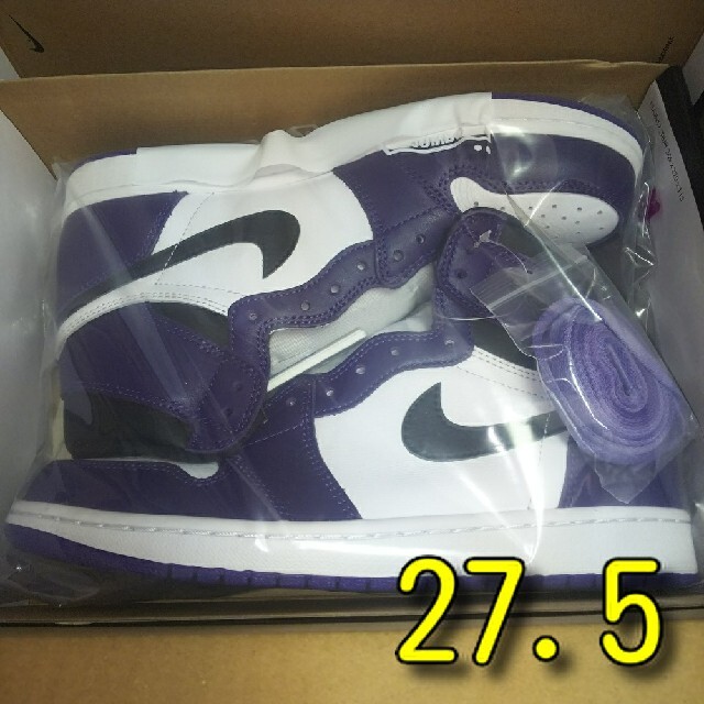 NIKE(ナイキ)の27.5 AIR JORDAN 1 HIGH COURT PURPLE メンズの靴/シューズ(スニーカー)の商品写真