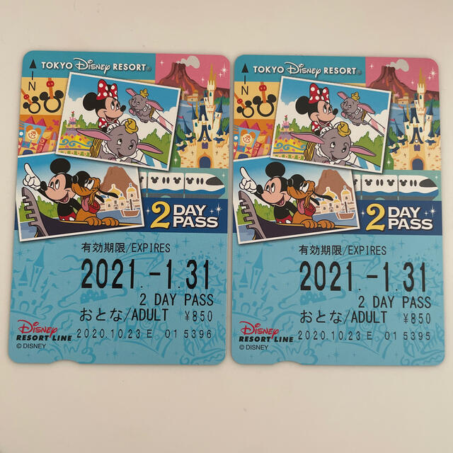 Disney(ディズニー)のディズニー　リゾートライン　2DAYPASS チケットの施設利用券(遊園地/テーマパーク)の商品写真