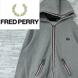 フレッドペリー(FRED PERRY)の【激レア】イタリア製　フレッドペリー　ジップパーカー　刺繍ロゴ　グレー　L(パーカー)