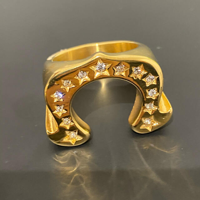 ステンレス、ゴールド スターホースシューリング 星 馬の蹄鉄 リング  メンズのアクセサリー(リング(指輪))の商品写真