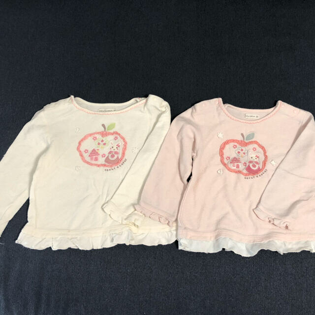 coeur a coeur(クーラクール)の春・秋向け長袖トップス色違い2枚組 キッズ/ベビー/マタニティのキッズ服女の子用(90cm~)(Tシャツ/カットソー)の商品写真