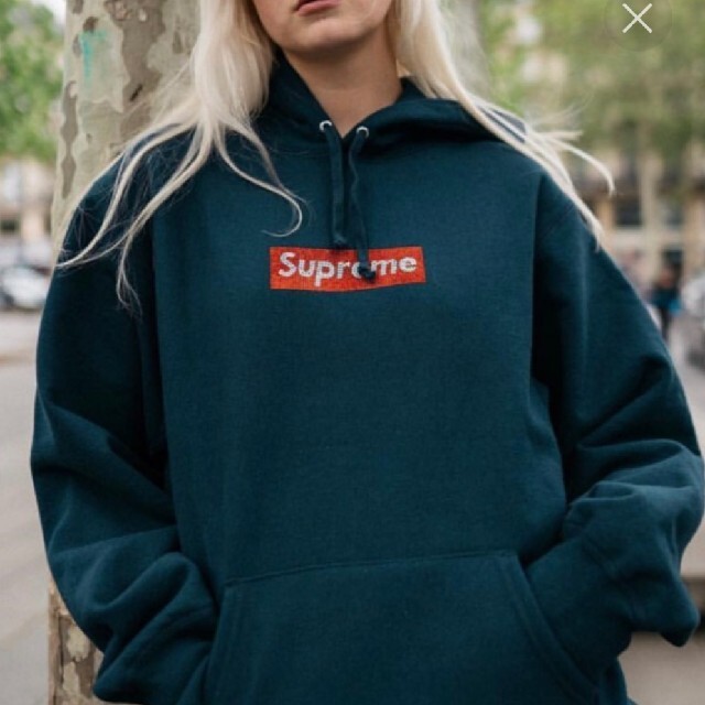 Supreme スワロフスキー ボックスロゴ ネイビー