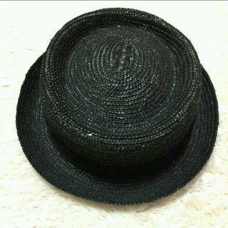 アズールバイマウジー(AZUL by moussy)のカンカン帽、ブラック(麦わら帽子/ストローハット)
