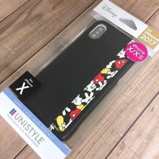 ディズニー(Disney)のミッキーマウス iPhoneX/Xs 兼用 カードポケット付き ケース 黒(iPhoneケース)