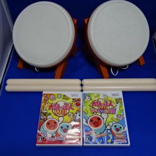 ウィー(Wii)のWii 太鼓の達人　タタコン2個＆ソフト2本セット(家庭用ゲームソフト)