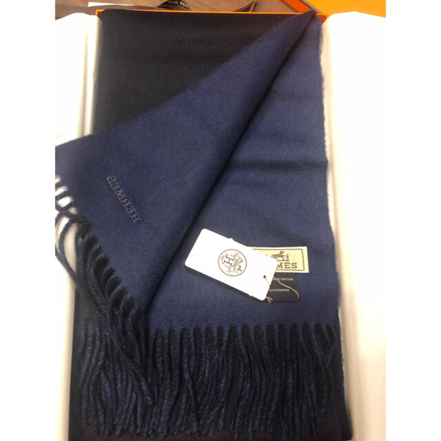 濃いピンク系統 新品 未使用 エルメス メンズ カシミヤ マフラー コン