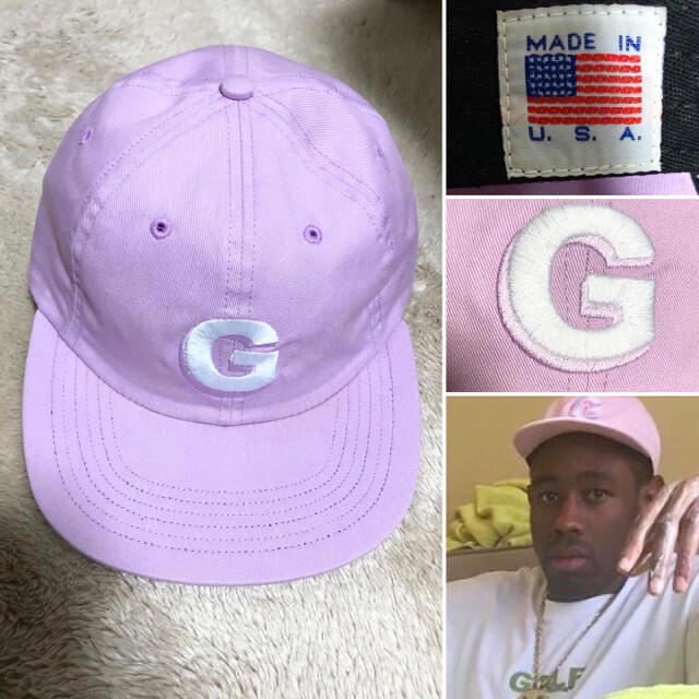 ART VINTAGE(アートヴィンテージ)の即完売❗️USA製 Golf Wang Gロゴキャップ ラベンダーカラー メンズの帽子(キャップ)の商品写真