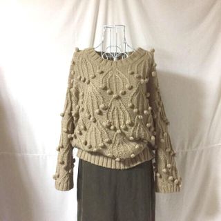 パナマボーイ(PANAMA BOY)の最終値下 vintage ぽんぽん ニット beige(ニット/セーター)