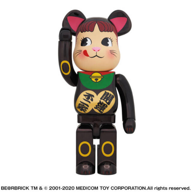 フィギュアBE@RBRICK 招き猫 ペコちゃん 黒メッキ 1000％ ベアブリック