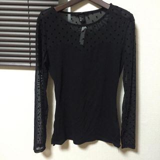 エイチアンドエム(H&M)の【新品】H&M レース ドット トップス(カットソー(長袖/七分))