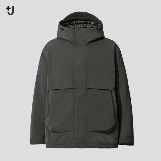 ユニクロ(UNIQLO)の新品未使用 ハイブリッドダウンオーバーサイズパーカ ダークグリーン S +J(ダウンジャケット)