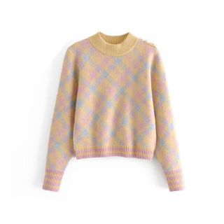 ZARA ダイヤニットセーター オーバーサイズ 新品タグ付き　L ZARA 新品 ダイヤモンド柄ニットセーター Sサイズ - メルカリ
