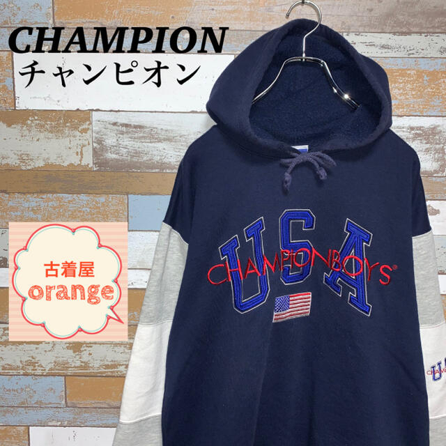 Champion(チャンピオン)の【Mサイズ】champion チャンピオン　パーカー　ラグラン　プルオーバー メンズのトップス(パーカー)の商品写真