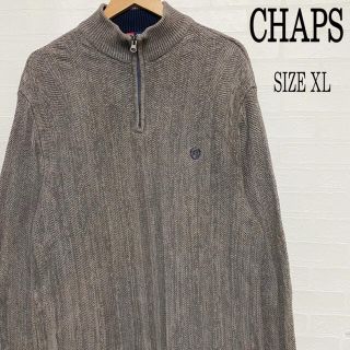 チャップス(CHAPS)のCHAPS チャップス ハーフジップ ワンポイント刺繍 ニット グレー XL (ニット/セーター)