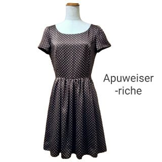 アプワイザーリッシェ(Apuweiser-riche)のApuweiser-riche アプワイザーリッシェ ドット柄 茶 ワンピース(ひざ丈ワンピース)