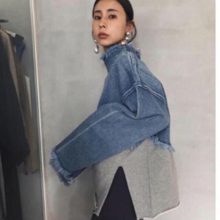 AMERI  DENIM SWEAT OVER TOP トレーナー デニム