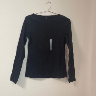 ユニクロ(UNIQLO)のUNIQLO リブボートネックT BLACK(Tシャツ(長袖/七分))