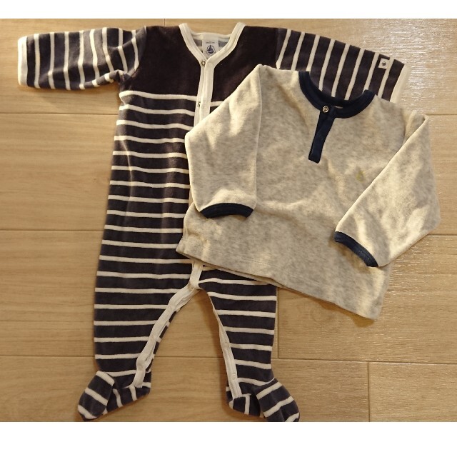 PETIT BATEAU(プチバトー)のプチバトー ロンパース・ロンＴ 2点セット✧︎ キッズ/ベビー/マタニティのベビー服(~85cm)(ロンパース)の商品写真