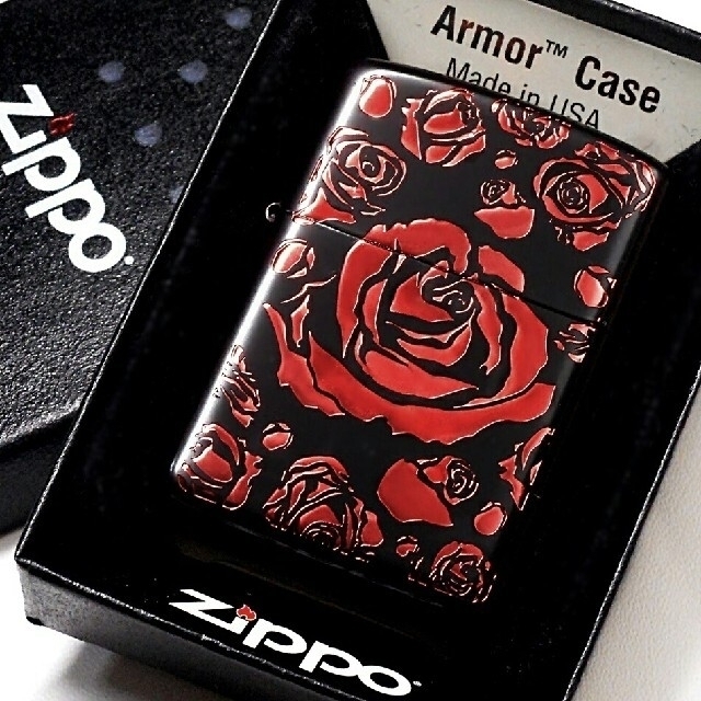 送料無料☆zippo☆アーマー☆5面/レッドローズ☆ジッポ