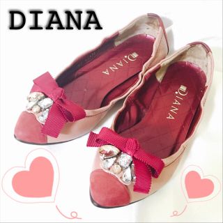 ダイアナ(DIANA)の再値下げ！ ダイアナ パンプス 靴 ピンク レザー ビジュー リボン 21cm(ハイヒール/パンプス)