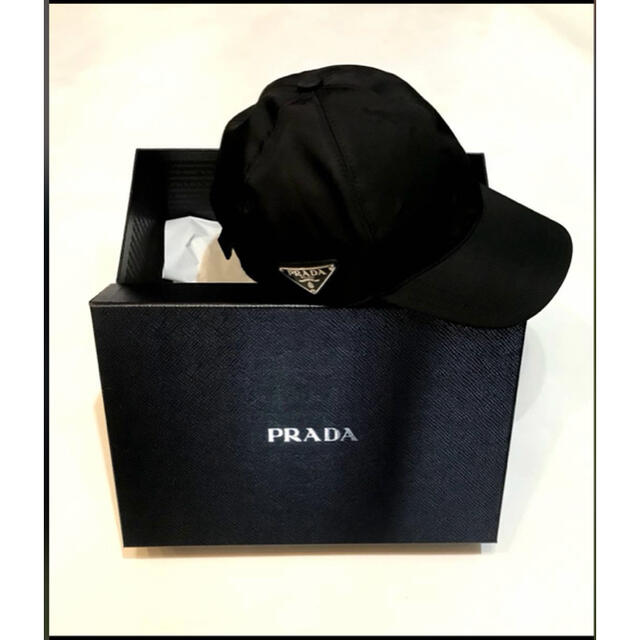 PRADA ナイロンベースボールキャップ黒 L トライアングルロゴ 三角プレート