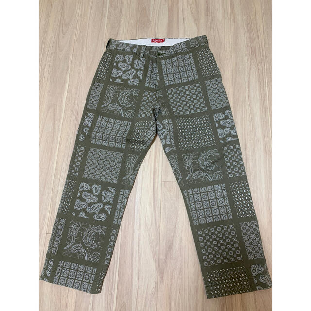 supreme paisley grid chino olive 34 - チノパン