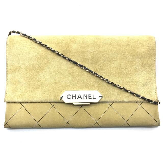 シャネル CHANEL マトラッセ CHANEL ロゴ フラップ シングルチェーン ショルダーバッグ スエード ベージュ ベージュ×ゴールド金具