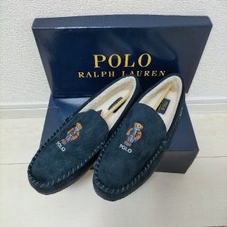 新品 ラルフローレン ポロベア スエードモカシン ネイビー 27.0cm www