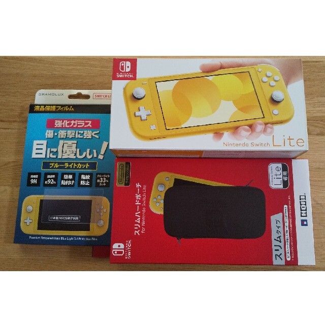 【ｾｯﾄ売り】Nintendo Switch Lite、保護ﾌｨﾙﾑ、ﾎﾟｰﾁ