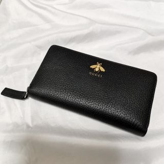 グッチ(Gucci)のGUCCI  アニマリエ　メタルビー ハチ 長財布　黒　正規品 ラウンドジップ(長財布)