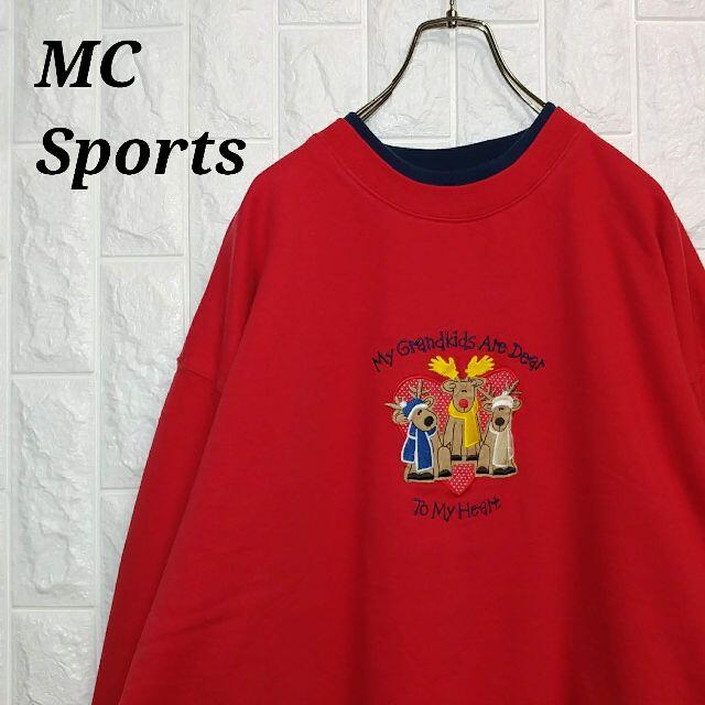 MC Sports レトロ 刺繍 スウェット トレーナー オーバーサイズ