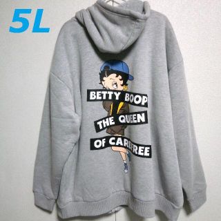 BETTY BOOP　新品　５Ｌ　ベティ・ブープ　ボア　グレー　パーカー(パーカー)