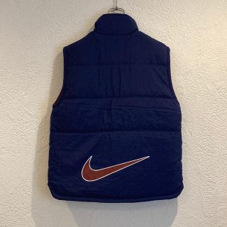 ナイキ 銀タグ 90s ナイロン ビッグスウォッシュ ネイビー ベスト 古着