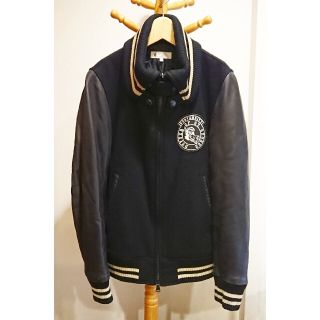 美品！The DUFFER of ST.GEORGE袖革スタジャン！黒×クリーム