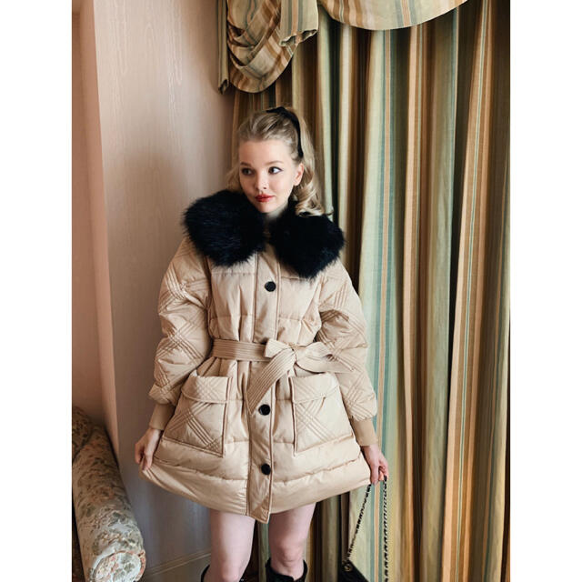 fur quilting down coat beige epine エピヌmellowneon