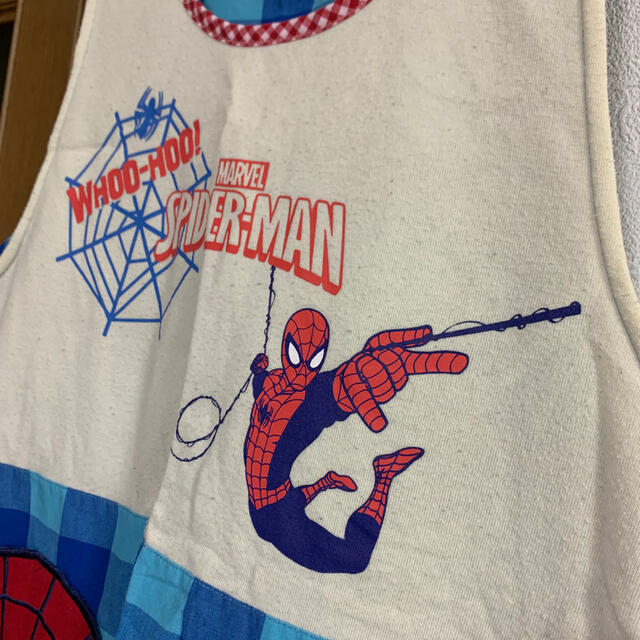 スパイダーマン エプロン 保育士 幼稚園 幼児教育 M~L 青 水 MARVEL レディースのレディース その他(その他)の商品写真