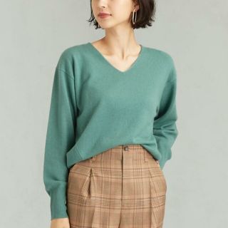 ユナイテッドアローズ(UNITED ARROWS)のグリーンレーベル FFC ウール カシミヤ テンジクカタアゼ Vネック ニット(ニット/セーター)