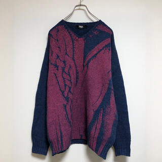 vintage knit sweater lambswool 100% pink(ニット/セーター)