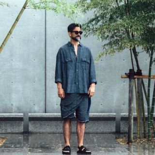 ポーター(PORTER)の美品 ポータークラシック バンブーリネンロールアップシャツ(シャツ)