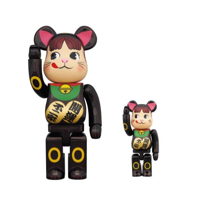 BE@RBRICK 招き猫 ペコちゃん 黒メッキ 100％ ＆ 400％