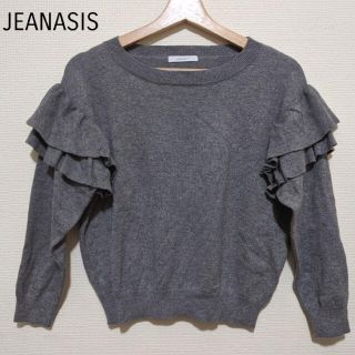 ジーナシス(JEANASIS)のJEANASIS フリル グレー ニット　F(ニット/セーター)