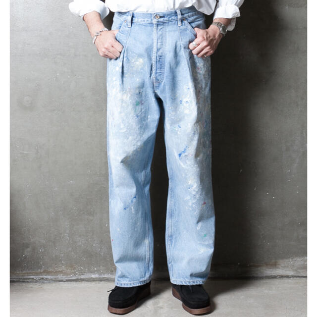 COMOLI(コモリ)のHERILL 15oz Denim Tuck Splash 4PK メンズのパンツ(デニム/ジーンズ)の商品写真